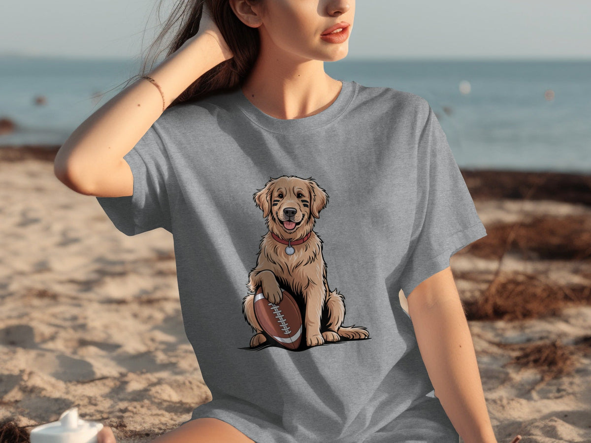 Golden Retriever Ready for Football Season T-Shirts