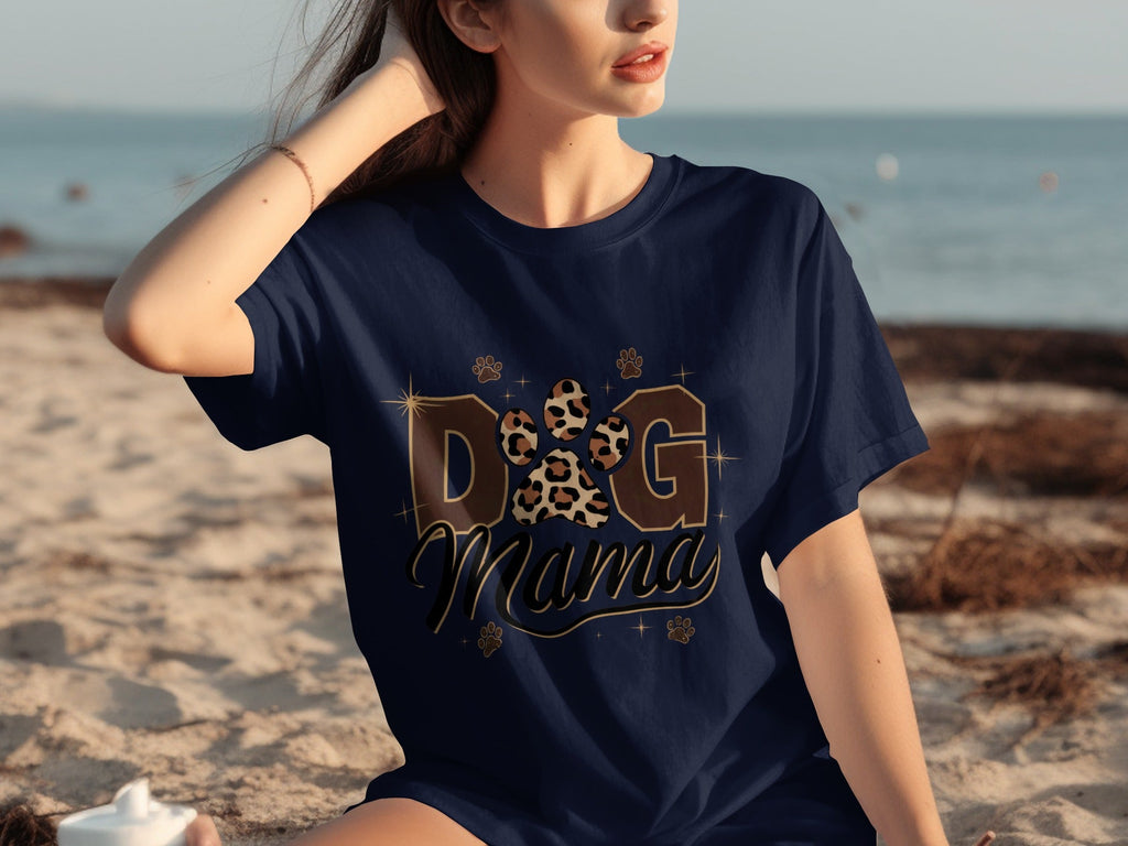 Cute Leopard Paw Print Dog Mama Graphic Design T-Shirts