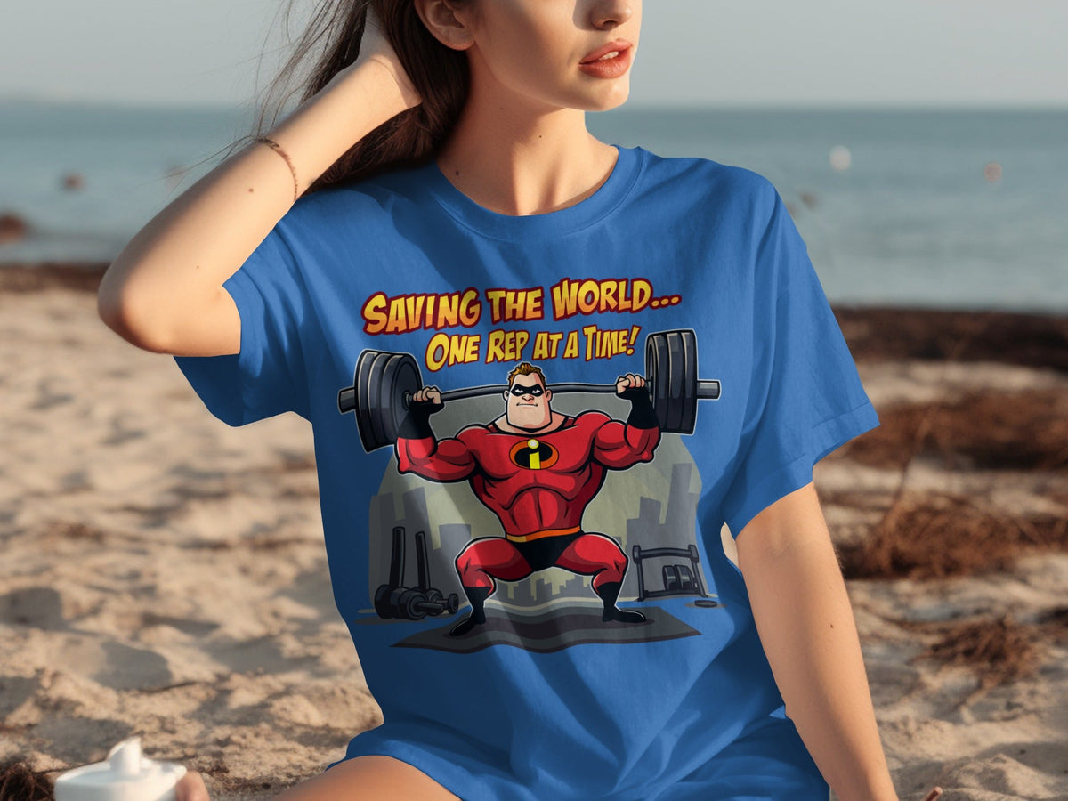 Saving the World One Rep at a Time Heroic Gym T-Shirts