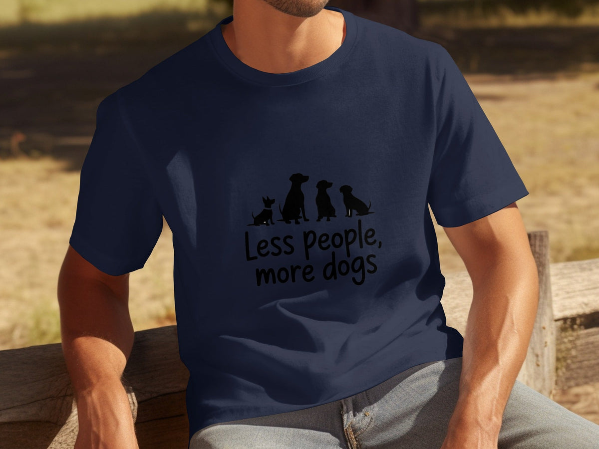 Less People More Dogs Silhouette Image Funny Pet T-Shirts