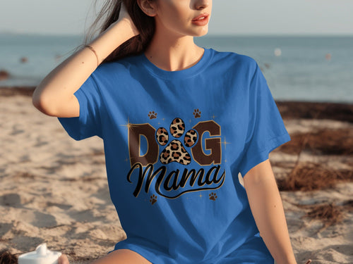 Cute Leopard Paw Print Dog Mama Graphic Design T-Shirts