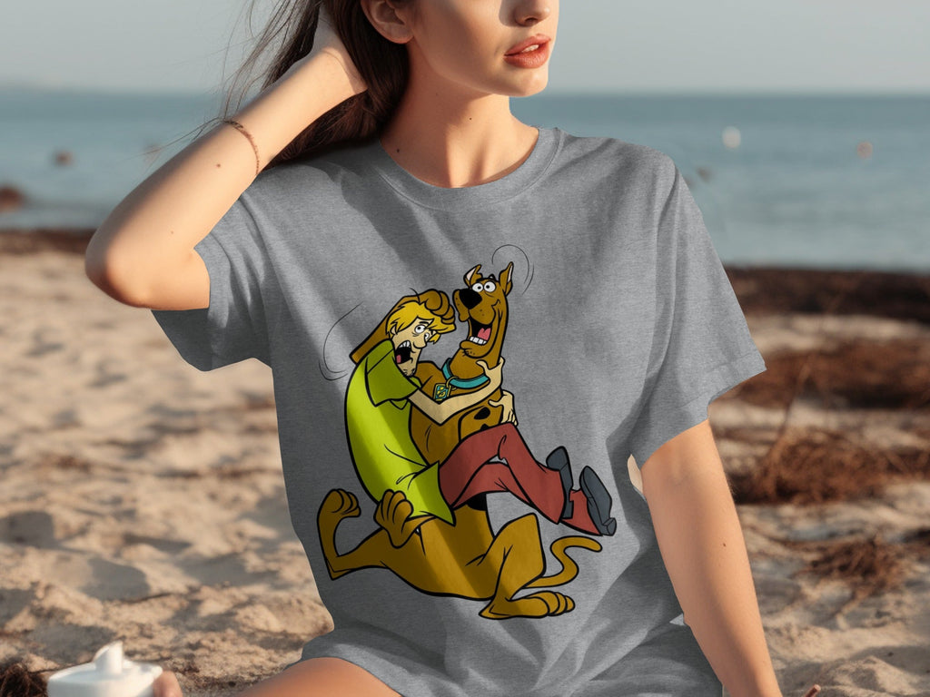 Shaggy Riding Scooby Doo Scared Cartoon Character T-Shirts