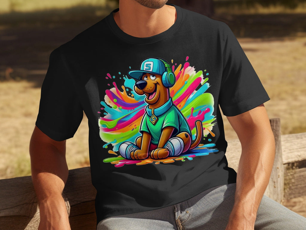 Scooby Doo with Headphones and Cap Colorful Art T-Shirts