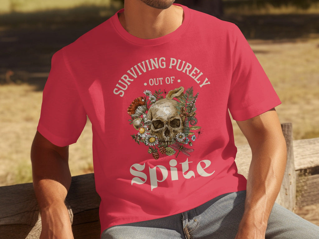 Surviving Purely Out of Spite Floral Skull T-Shirts product image 1