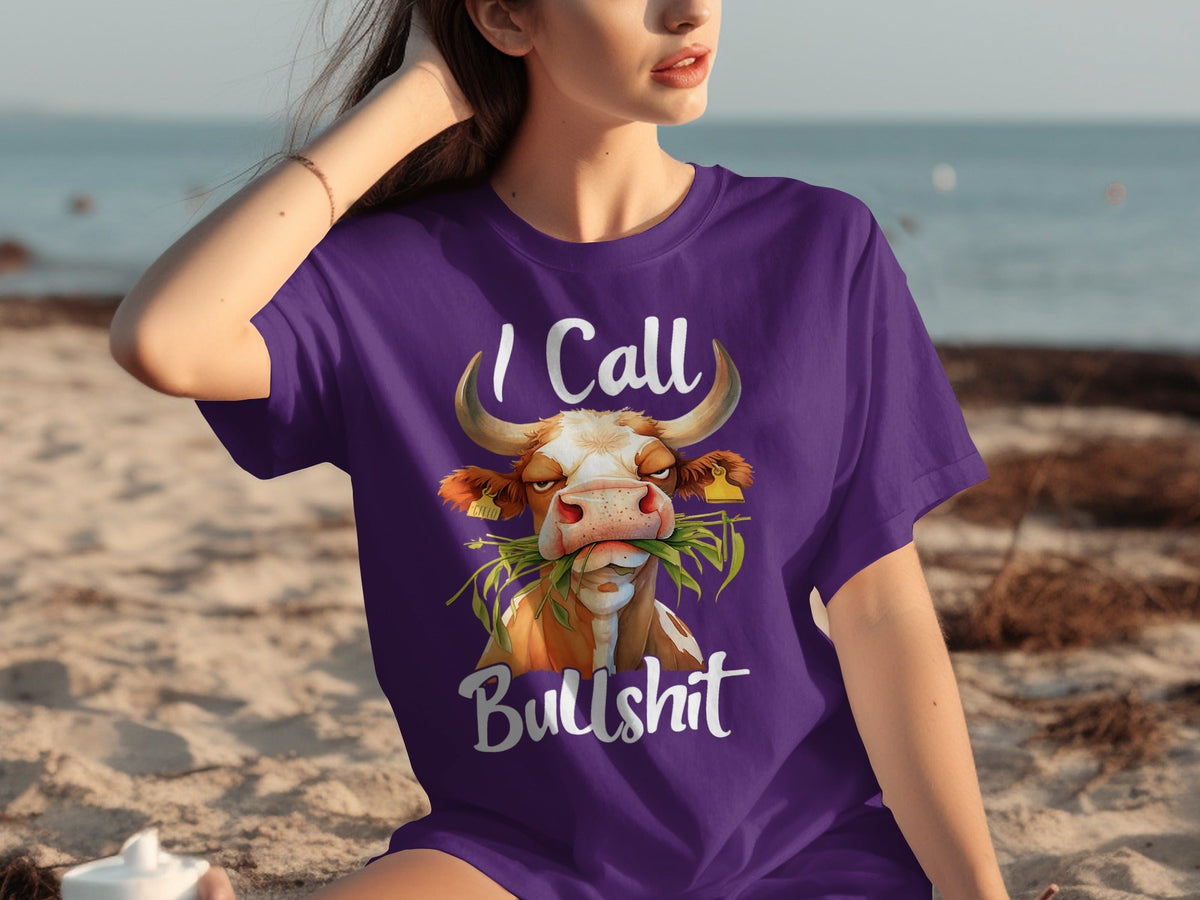 I Call Bullshit Cow with Grass Mouth Funny Farm T-Shirts