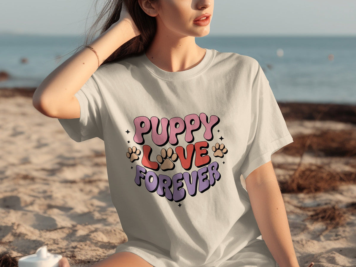 Puppy Love Forever Retro Style Graphic Design T-Shirts